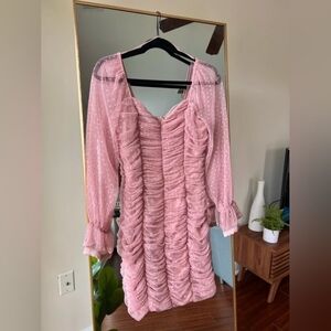 Elegant Pink Ruched Dress